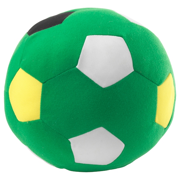 IKEA SPARKA soft toy football in green, for gentle indoor play