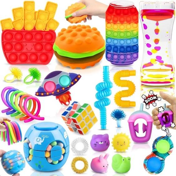 Mixed fidget toy starter pack in a storage box